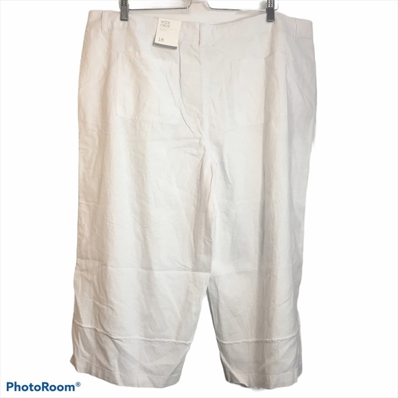 Style & Co Wide Leg Relaxed Fit Cropped Linen Summer Pants Plus Size 18 - Picture 2 of 10